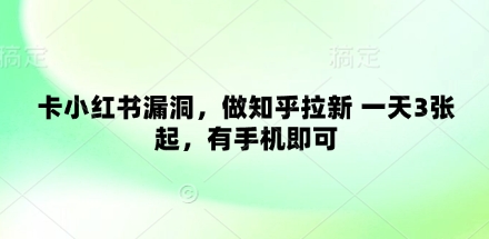 卡小红书漏洞，做知乎拉新 一天3张起，有手机即可-木石资源网