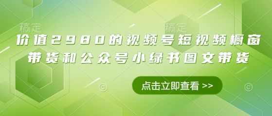 价值2980的视频号短视频橱窗带货和公众号小绿书图文带货-木石资源网
