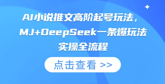 AI小说推文高阶起号玩法，MJ+DeepSeek一条爆玩法实操全流程-木石资源网