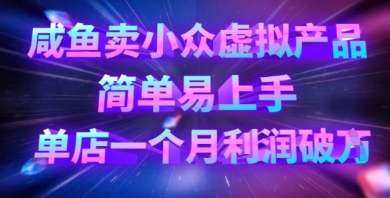 咸鱼卖小众虚拟产品，简单易上手，单店一个月利润破W-木石资源网