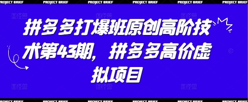 拼多多打爆班原创高阶技术第43期，拼多多高价虚拟项目-木石资源网