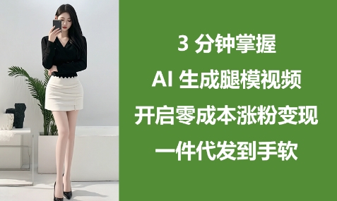 3分钟掌握AI生成腿模视频，开启零成本涨粉变现，一件代发到手软-木石资源网