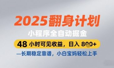 2025小程序全自动掘金，48 小时可见收益，日入8张，长期稳定靠谱，小白宝妈轻松上手【揭秘】-木石资源网