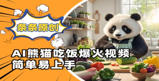 Ai熊猫吃饭爆火视频，条条原创，简单易上手-木石资源网