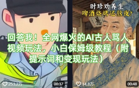 回答我！全网爆火的AI古人骂人视频玩法，小白保姆级教程（附提示词和变现玩法）-木石资源网