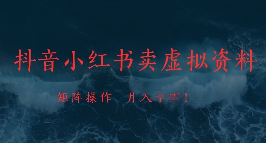抖音小红书卖虚拟资料，市场需求一直存在，矩阵操作，月入1w+-木石资源网