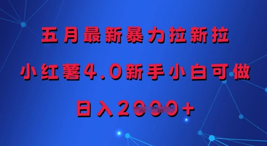 五月最新暴力拉新拉，小红薯4.0新手小白可做，日入多张-木石资源网