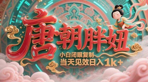 用AI克隆“唐朝胖妞”日更3条，平台疯狂推流，小白闭眼复制，当天见效，日入1k+-木石资源网
