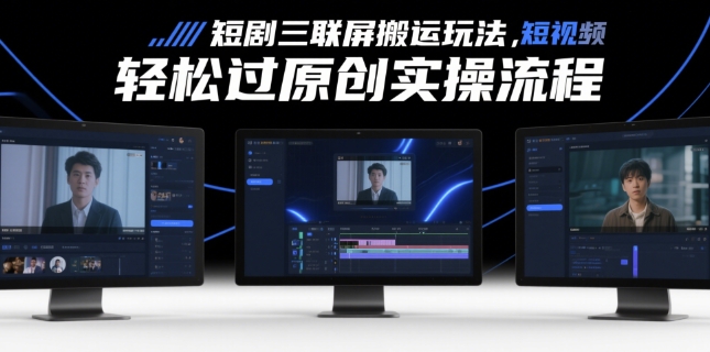 短剧三联屏搬运玩法，短剧搬运轻松过原创实操流程-木石资源网
