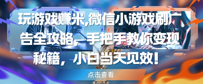 玩游戏挣米，微信小游戏刷广告全攻略，手把手教你变现秘籍，小白当天见效-木石资源网