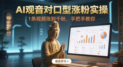 AI观音对口型涨粉实操，1条视频涨到千粉，手把手教你-木石资源网