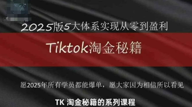 TikTok跨境2025淘金秘籍，​2025TikTok从0到盈利变现-木石资源网