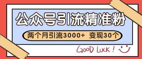 公众号精准粉引流玩法，2个月3000+精准粉，变现30个W【揭秘】-木石资源网