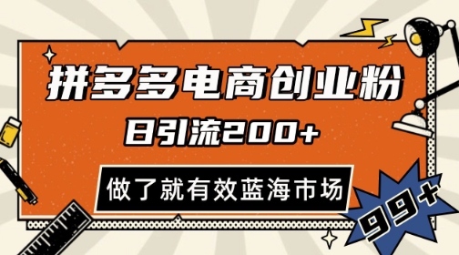 拼多多引流电商创业粉，日引200+，可矩阵放大，做了就有效【揭秘】-木石资源网