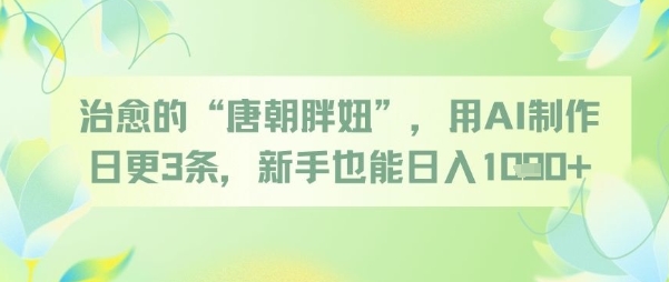治愈的“唐朝胖妞”，用AI制作日更3条，新手也能日入多张-木石资源网