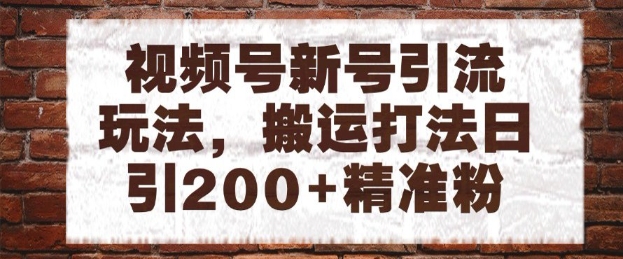 视频号新号引流玩法，搬运打法日引200+精准粉，可矩阵放大【揭秘】-木石资源网