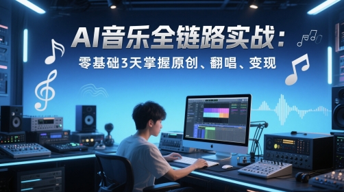 AI音乐全链路实战变现课：零基础3天掌握原创、翻唱、变现-木石资源网
