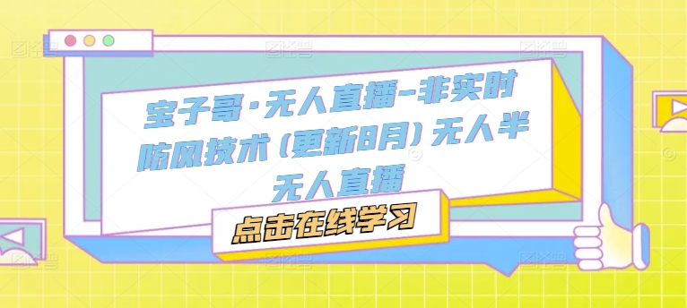 宝子哥·无人直播-非实时防风技术(更新25年5月)无人半无人直播-木石资源网