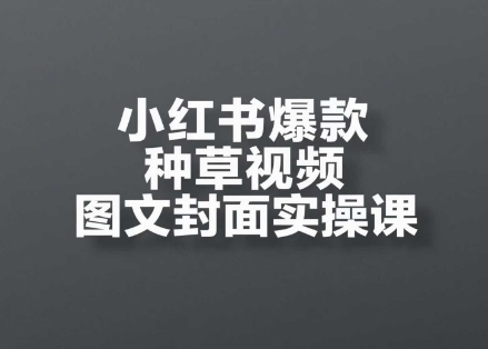 小红书爆款种草视频图文封面实操课，​开店、选品、引流、变现全流程-木石资源网