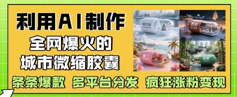 利用AI制作全网爆火的城市微缩胶囊，条条爆款， 多平台分发，疯狂涨粉变现-木石资源网