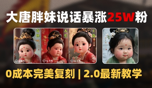 AI大唐胖贵妃说话2.0，40条视频暴涨40w粉，附独家变现攻略-木石资源网