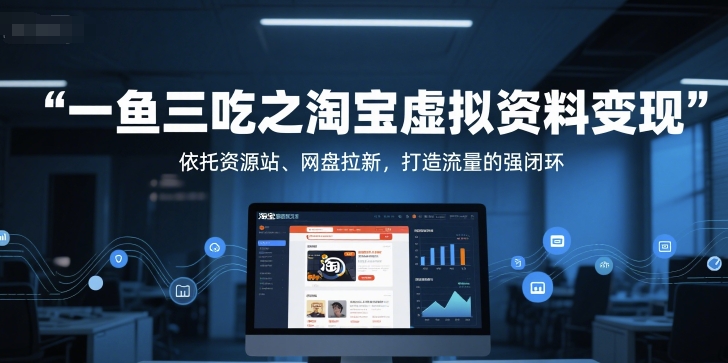 一鱼三吃之淘宝虚拟资料变现，依托资源站、网盘拉新，打造流量的强闭环-木石资源网