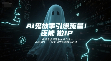 AI鬼故事引爆流量，还能做IP，视频号多渠道收益单日1k+，小白副业、工作室放大的最佳选择-木石资源网
