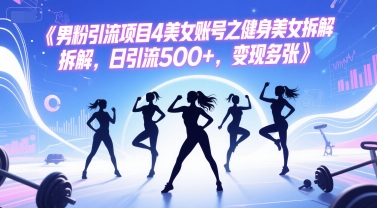 男粉引流项目4美女账号之健身美女拆解，日引流500+，变现多张-木石资源网