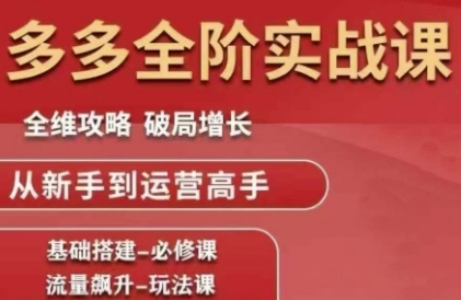 拼多多全阶实战课程，全维攻略，破局增长，从新手到运营高手-木石资源网