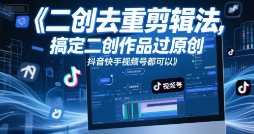 短视频二创去重剪辑法，搞定二创作品过原创，抖音快手视频号都可以-木石资源网