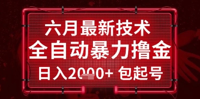 六月最新技术全自动暴力撸金，稳定日入2k+包起号，长期稳定【揭秘】-木石资源网