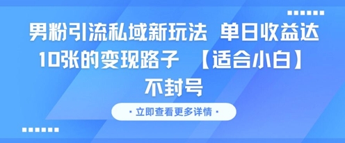 男粉引流私域新玩法，单日收益达10张的变现路子 【适合小白】不封号-木石资源网