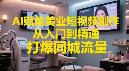 AI赋能美业短视频创作，从入门到精通，打爆同城流量，超级AI工具短视频实操落地-木石资源网