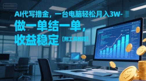 AI代写撸金，一台电脑轻松月入1-3W，做一单结一单，收益稳定【附工具教程】-木石资源网
