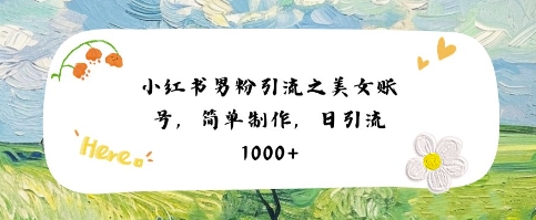 小红书男粉引流项目之美女账号6，简单制作，条条爆款原创，不违规-木石资源网