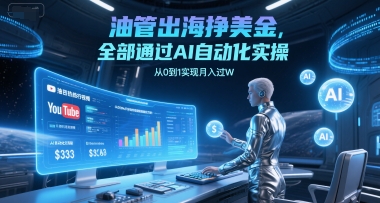 油管出海挣美金，全部通过AI自动化实操，从0到1实现月入过W-木石资源网