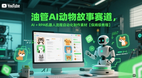 油管AI动物故事赛道，AI+RPA机器人流程自动化制作素材【保姆级教程】-木石资源网
