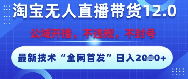 淘宝无人直播带货12.0，最新技术，不封号，不违规，操作简单，开播爆单，日入多张【揭秘】-木石资源网