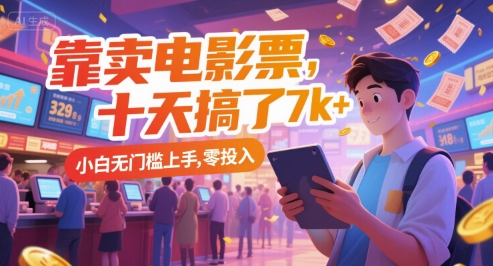 靠卖电影票，十天搞了7k+，小白无门槛上手，零投入【揭秘】-木石资源网