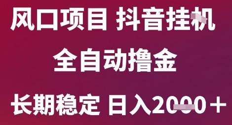 风口项目，六月最新玩法抖音无人挂G，全自动撸金，长期稳定 日入2k+【揭秘】-木石资源网