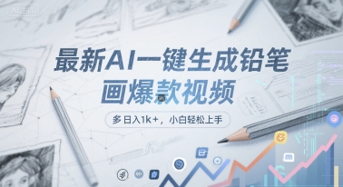 最新AI一键生成铅笔画爆款视频，多平台分发，日 入1k+，小白轻松上手【揭秘】-木石资源网