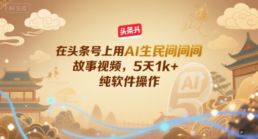 在头条号上用AI生民间故事视频，5天1k+，纯软件操作-木石资源网