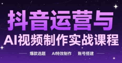 抖音运营与AI视频制作实战课程，爆款选题-AI特效制作-账号搭建-木石资源网