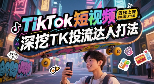 TikTok短视频带货线上课，深挖TK投流达人打法-木石资源网