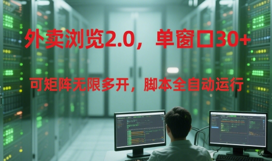 外卖浏览2.0，单窗口30+可矩阵无限多开，脚本全自动运行【揭秘】-木石资源网