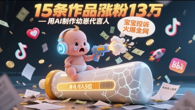 用AI制作幼崽代言人，宝宝的控诉火爆全网，15条作品涨粉13W，单号月入5位数实操教程-木石资源网