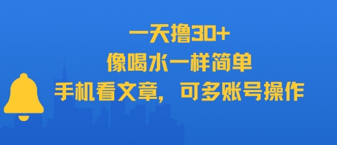 一天撸30+，像喝水一样简单，手机看文章，可多账号操作-木石资源网