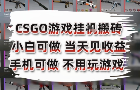 CSGO游戏挂G搬砖，小白纯手机即可操作，不用电脑打游戏，日入3张+，副业网创项目【揭秘】-木石资源网