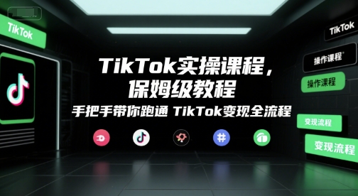 TikTok实操课程，保姆级教程，手把手带你跑通TikTok变现全流程-木石资源网