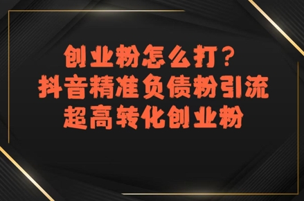 创业粉怎么打？抖音精准负债粉引流，超高转化创业粉-木石资源网